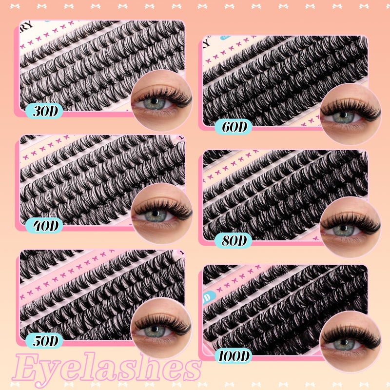 GEMERRY 565Pcs Lash Clusters D Curl Volume Eyelashes Clusters Extensions with Thin Band for DIY at home (30D+40D+50D+60D+80D+100D, 8-16mm) - Image 3