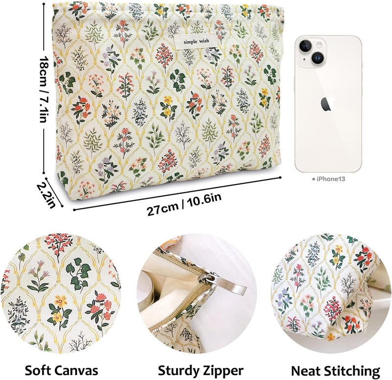 STARDW Flower Cosmetic Bags Makeup Bags for Women and Girls,Travel Makeup Bag Large Capacity Canvas Makeup Bag,Makeup Organizer Bag Zipper Pouch - Image 4