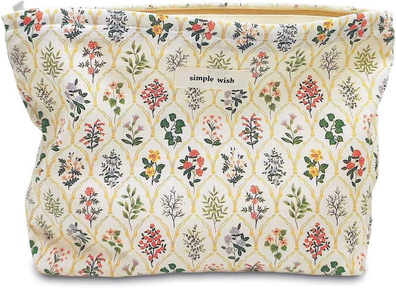 STARDW Flower Cosmetic Bags Makeup Bags for Women and Girls,Travel Makeup Bag Large Capacity Canvas Makeup Bag,Makeup Organizer Bag Zipper Pouch - Image 1