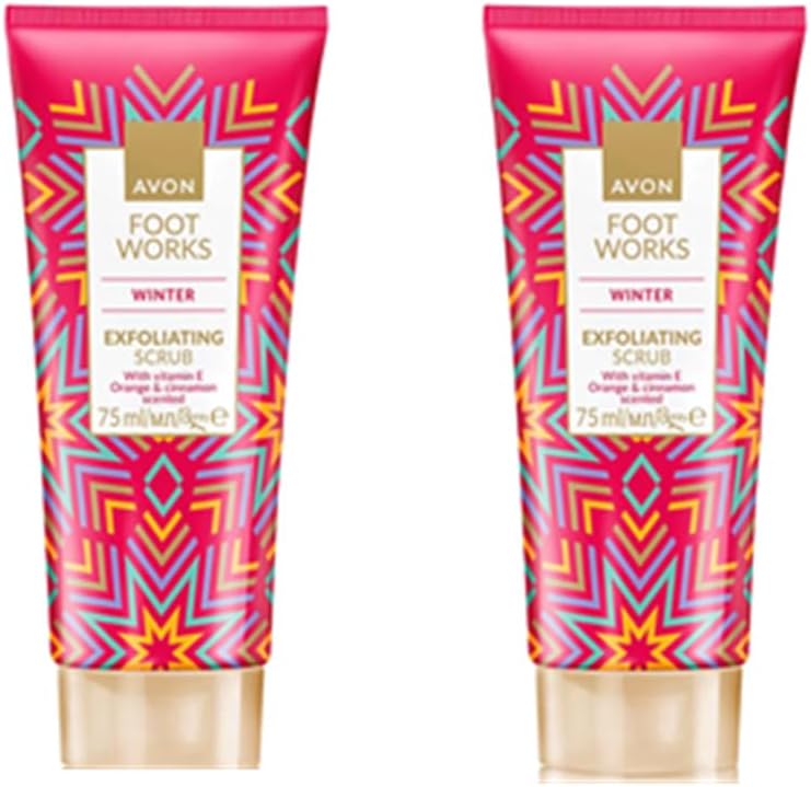 Pack of 2 Foot Works Winter Exfoliating Scrub with Vitamin E and scented with orange and cinnamon 2 x 75ml by Avon