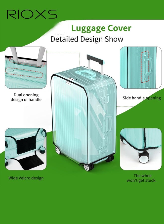 RIOXS Clear PVC Luggage Cover, Waterproof Transparent Travel Suitcase Protector for Wheeled Luggage, Dustproof Anti-Scratch Thickened Baggage Suitcase Cover for 30in Luggage - Image 5