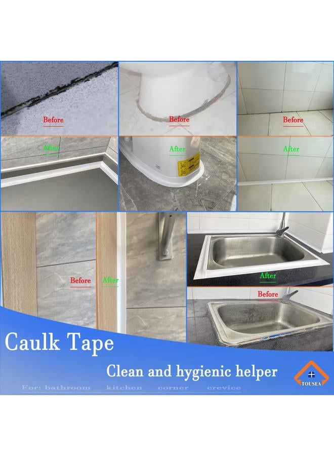 TOUSEA White Caulk Tape for Bathroom Kitchen Caulk Tape White Self Adhesive Caulk Strip Bathtub Surround Toilet Stick on Gel Kitchen Counter (3.8cm x 10.5Ft) - Image 3