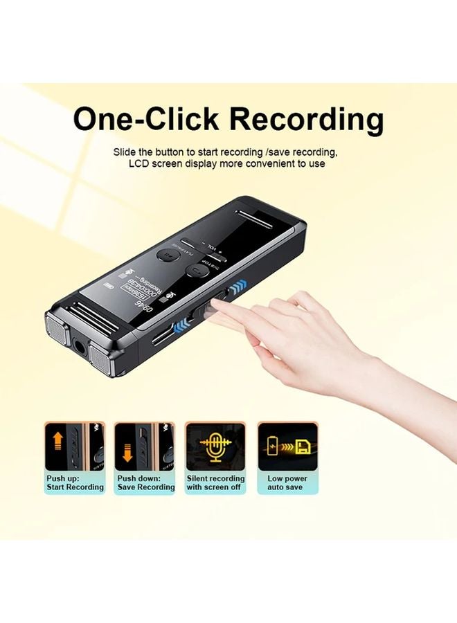 مسجل صوت معدني سعة 32 جيجابايت، مشغل إم بي 3 بشاشة 1 بوصة، شاحن سريع من النوع USB-C، تقليل الضوضاء - Image 2