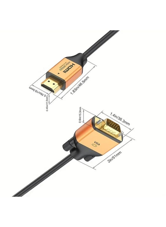 Black Golden 6ft 1080p VGA Adapter with Audio Converter for Laptop PC HDTV Monitor Projector - Image 3