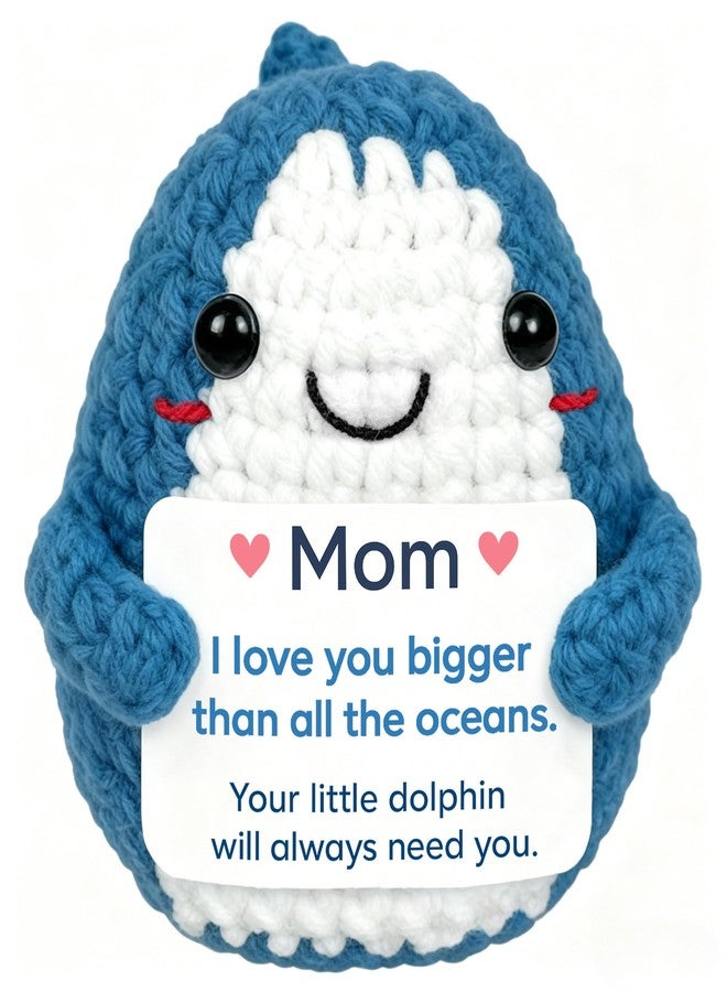 Krinisou Mothers Day Dolphin Gift for Mom from Daughter Son, I Love You Mom Gift, Cute Crochet Sea Animals Plush, Small Handmade Mini Desk Decor - Image 1