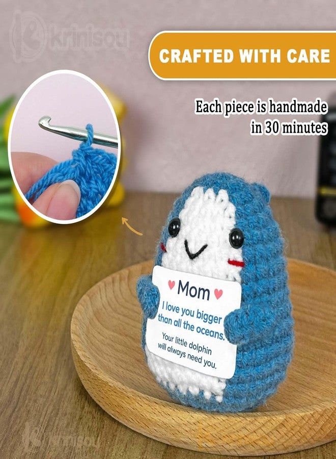 Krinisou Mothers Day Dolphin Gift for Mom from Daughter Son, I Love You Mom Gift, Cute Crochet Sea Animals Plush, Small Handmade Mini Desk Decor - Image 5