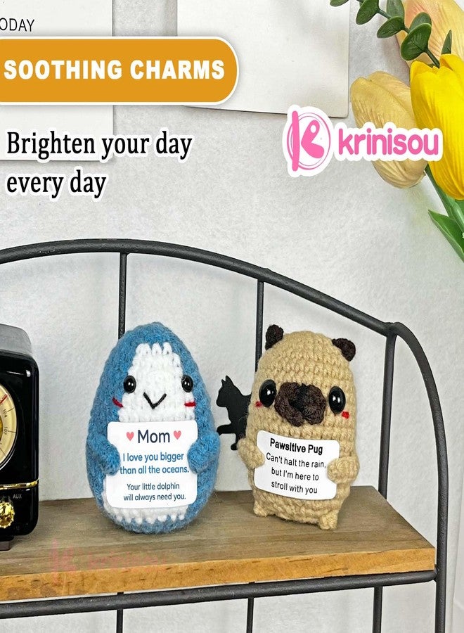 Krinisou Mothers Day Dolphin Gift for Mom from Daughter Son, I Love You Mom Gift, Cute Crochet Sea Animals Plush, Small Handmade Mini Desk Decor - Image 3