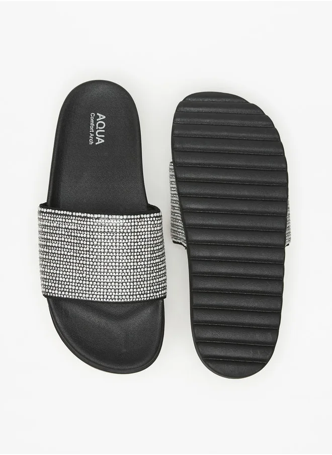 Aqua Women's Embellished Slip-On Slides