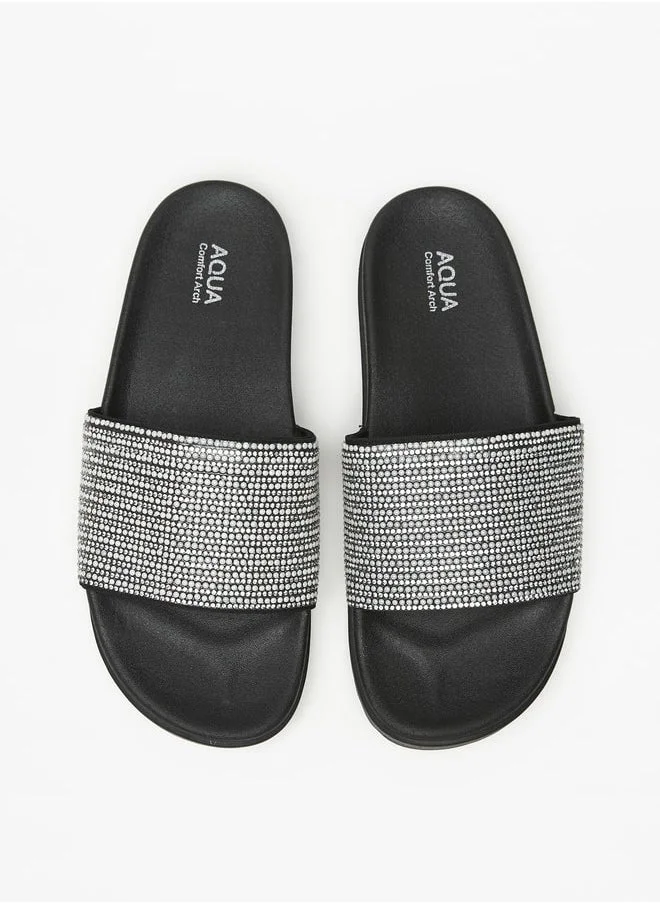 Aqua Women's Embellished Slip-On Slides