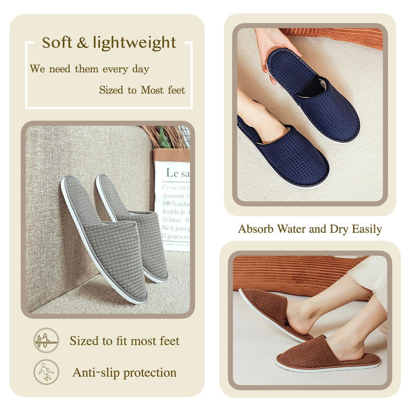 OSTADARRA OSTADARRA 9 Pairs Spa Slippers  Non Slip Disposable Slippers For Guest  Washable Reusable  Which Can Be Used As Women Men  House  Indoor  Bathroom  Bedroom  Hotel  Bride Slippers (2 Sices) - Image 5