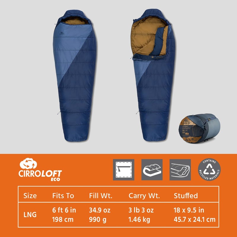 Kelty Cosmic Synthetic Fill 20 Degree Backpacking Sleeping Bag, Long â€“ Compression Straps, Stuff Sack Included (2025) - Image 2