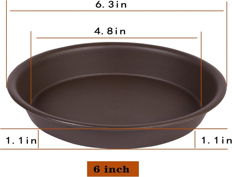 Angde 6 inch Plant Saucer, 6 Pack, Heavy Duty Plastic Flower Trays for Indoor & Outdoor, 1.1'' Height, 4.7-6.3'' Diameter, Brown - Image 2