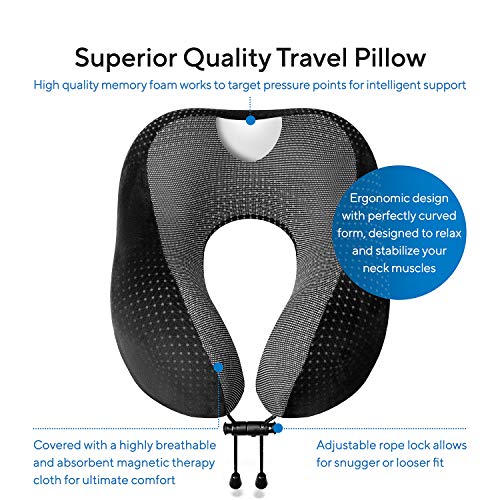 Proglobe Travel Blanket Luxury Travel Set - Ergonomic Airplane Neck Pillow 100% Pure Memory Foam and Super Soft Fleece Blanket - Premium 3D Sleep Mask & Earplugs - Ultimate 4-in-1 Traveling Kit Black - Image 3