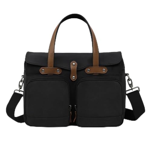 Handcuffs Canvas Messenger Bag For Men | Durable Vintage Crossbody Bags With Multiple Pockets | Side Sling Bag For College Office Travel & Everyday Use (Black) - Image 1