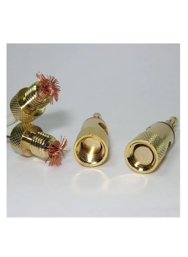 2 Pairs Gold Plated Speaker Banana Plugs – Open Screw Type Connector for Speaker Stereo Wire, Home Theater Audio (4 pcs/2 Red 2 Black) - Image 3