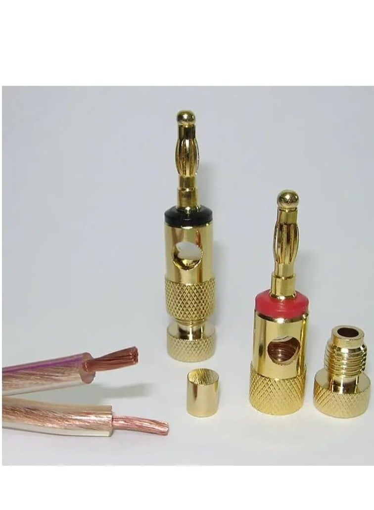 2 Pairs Gold Plated Speaker Banana Plugs – Open Screw Type Connector for Speaker Stereo Wire, Home Theater Audio (4 pcs/2 Red 2 Black) - Image 4