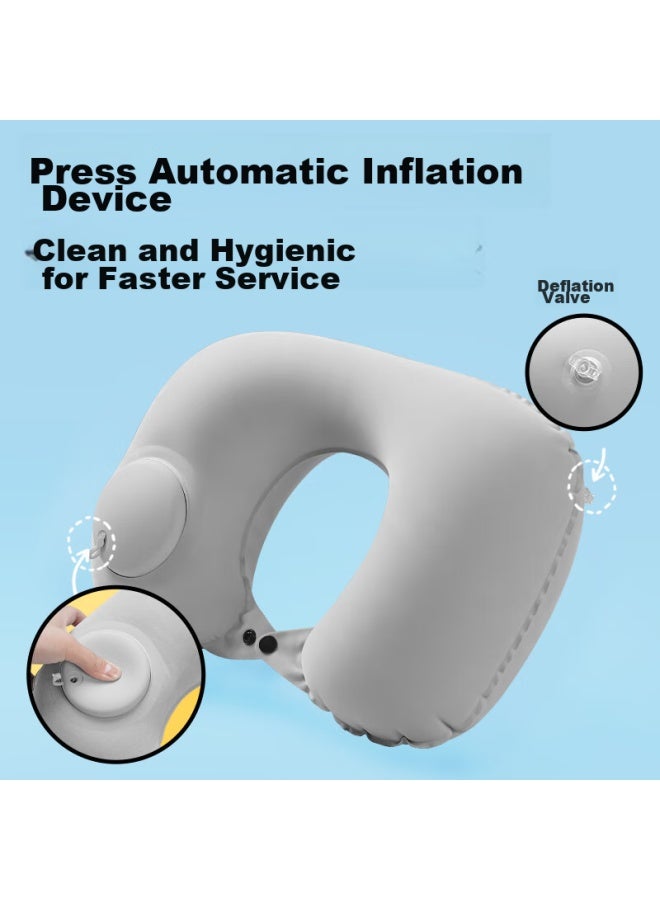 TA Ta Inflatable U-shaped Neck Pillow For Travel, Airplane, High-speed Rail, Car, Neck Support Cushion, Black  - Image 4