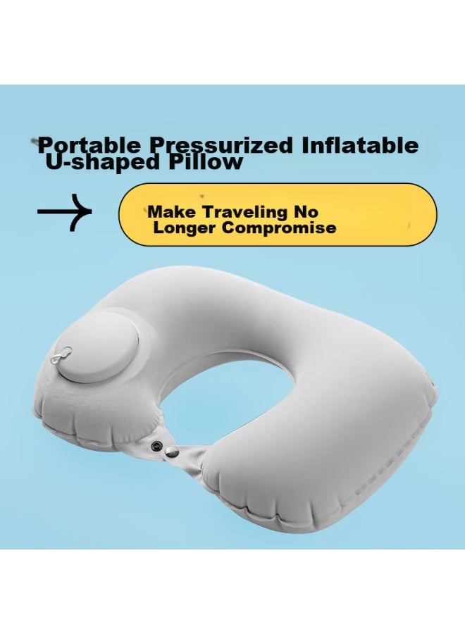 TA Ta Inflatable U-shaped Neck Pillow For Travel, Airplane, High-speed Rail, Car, Neck Support Cushion, Black  - Image 3