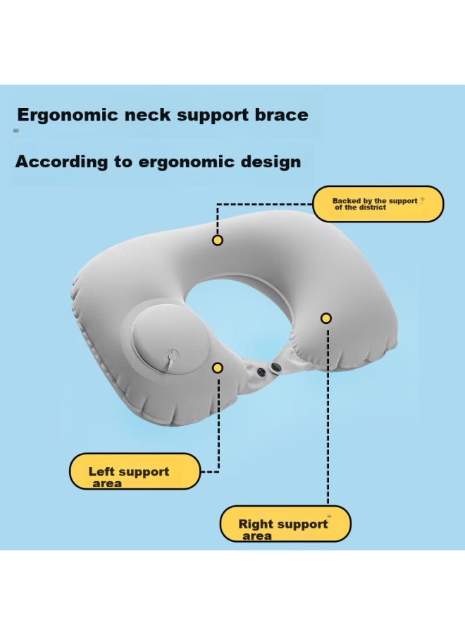 TA Ta Inflatable U-shaped Neck Pillow For Travel, Airplane, High-speed Rail, Car, Neck Support Cushion, Black  - Image 5