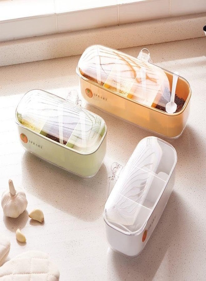JOLYMIT 4 Compartments Seasoning Box with Cover and Serving Spoons, Kitchen Condiment Jars, Seasoning Masala Box Spice Jar for Kitchen (Multicolour /1 Pcs) - Image 2