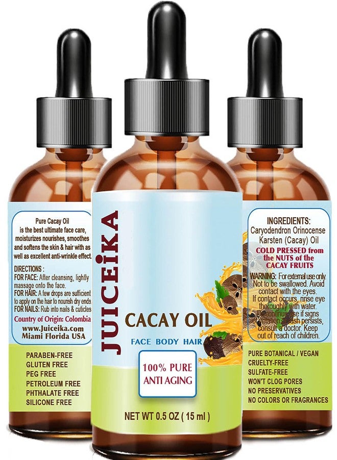 Juiceika CACAY OIL 100% Pure Natural Virgin Unrefined Cold-Pressed Carrier Oil 0.5 Fl oz 15 ml For Face, Skin, Body, Hair, Lip, Nails - Image 1
