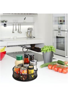 Metal Condiment Caddy, 2Pcs Restaurant Table Caddy with Menu Number Card Holder, Metal Black Decorative Carved Tabletop Seasoning Organizer for Grill Outdoors, Kitchen Cabinet, Camping