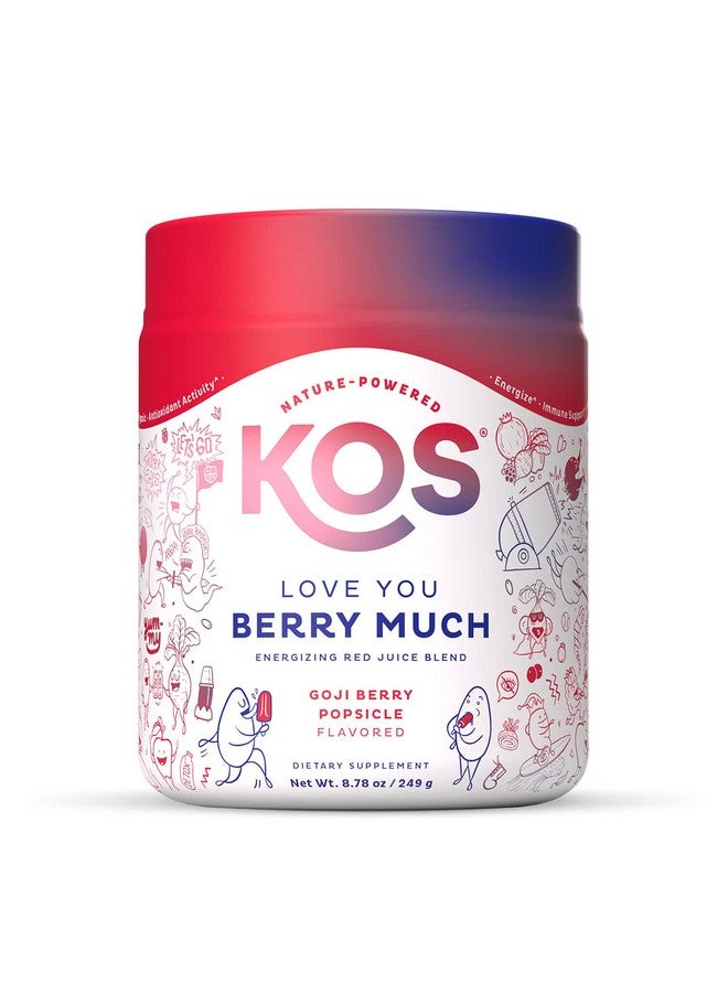 KOS Reds Superfood Powder Beet Root Goji Berries Acai Powder Pomegranate Juice Energy Booster Circulation And Digestion Support Delicious Goji Berry Popsicle Flavor 8.78 Oz 28 Servings - Image 1