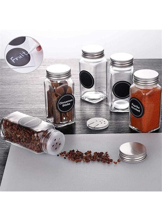 YelaJoy 24 Pieces Glass Spice Jar Set,120ml Square Empty Spice Jar with Aluminum Lid Made of Glass with Label Sticker,Silicone Collapsible Funnel for Storing Seasonings/Spices - Image 4