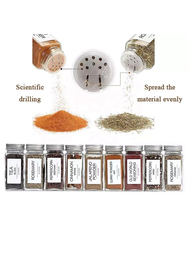 YelaJoy 24 Pieces Glass Spice Jar Set,120ml Square Empty Spice Jar with Aluminum Lid Made of Glass with Label Sticker,Silicone Collapsible Funnel for Storing Seasonings/Spices - Image 3