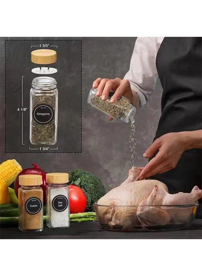 YelaJoy 24 Pieces Glass Spice Jar Set,120ml Square Empty Spice Jar with Aluminum Lid Made of Glass with Label Sticker,Silicone Collapsible Funnel for Storing Seasonings/Spices - Image 5