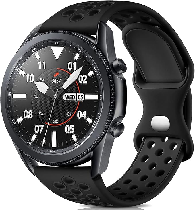 سوار ساعة من السيليكون جيد التهوية متوافق مع الساعات الذكية مقاس 22 ملم - ( اسود ) - Image 2