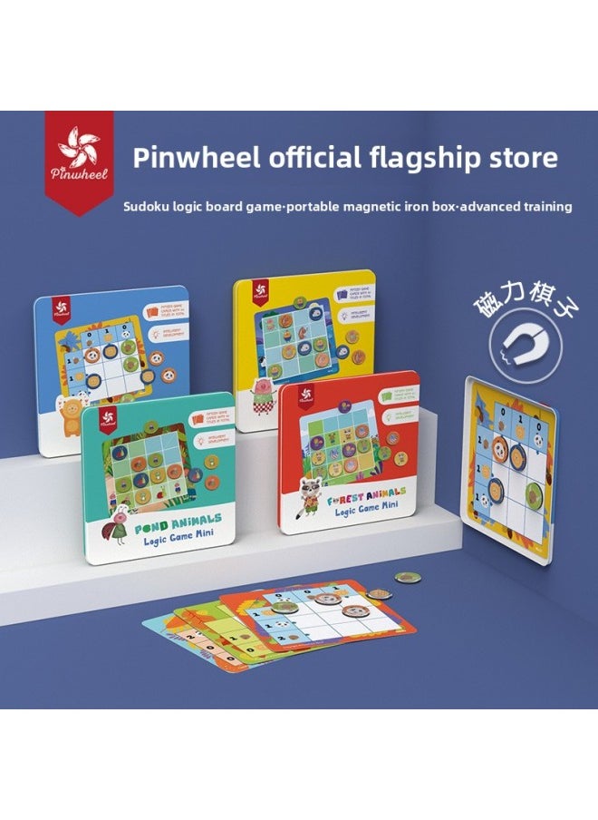 Pinwheel Berman Children Logic Jiugongge Magnetic Jungle Logic Game Animal Board Sudoku Toy-Color:Space Adventure Sudoku-PW0436