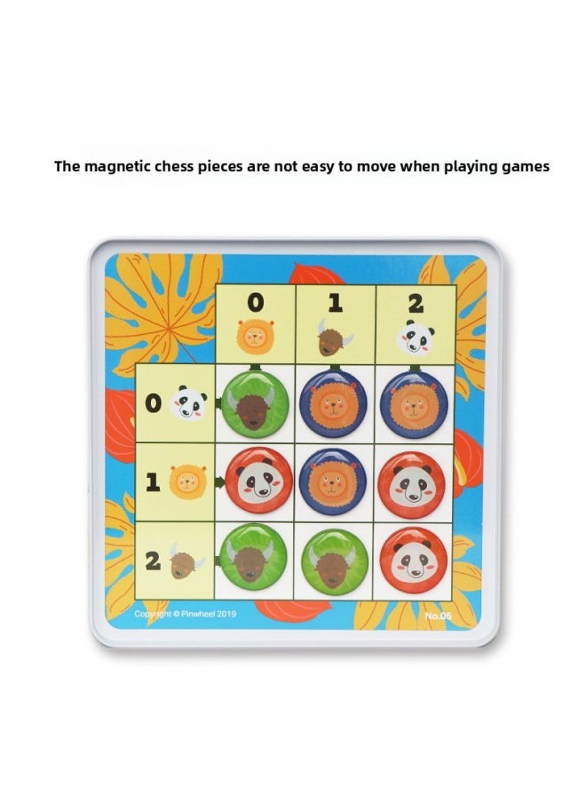 Pinwheel Berman Children Logic Jiugongge Magnetic Jungle Logic Game Animal Board Sudoku Toy-Color:Space Adventure Sudoku-PW0436