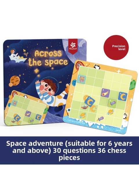 Pinwheel Berman Children Logic Jiugongge Magnetic Jungle Logic Game Animal Board Sudoku Toy-Color:Space Adventure Sudoku-PW0436
