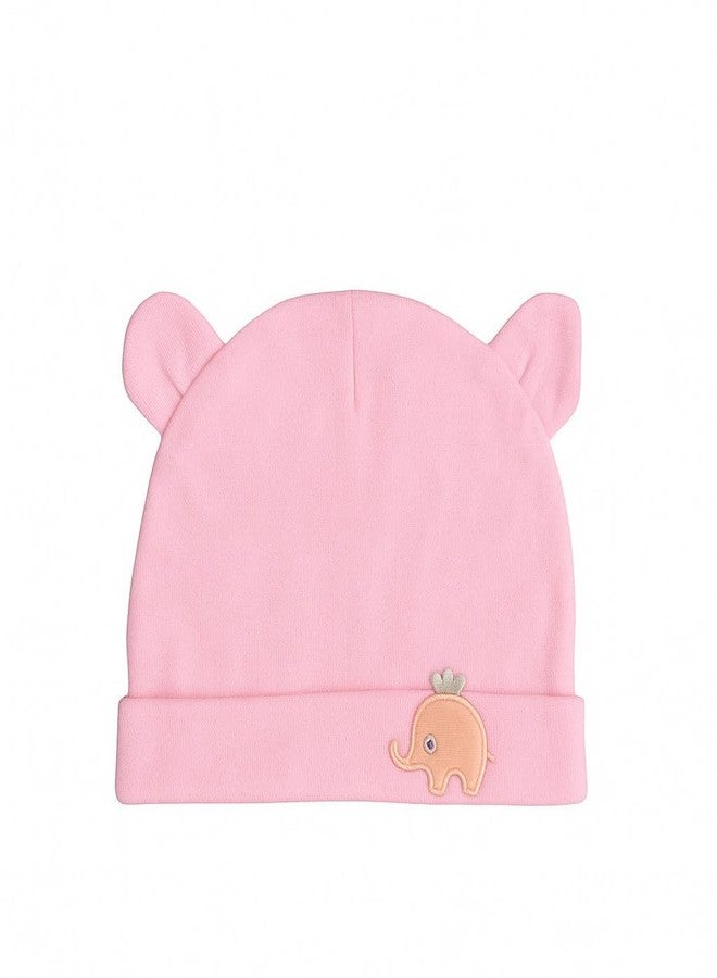 FAMWRAPZ Adorable Baby Bear Beanie Cap Elephant Design Soft & Lightweight Cotton Fits 3-9 Months Newborn Gift Cozy & Breathable Elegant Gift Box Ideal for Baby Showers, Birthdays Pink - Image 1
