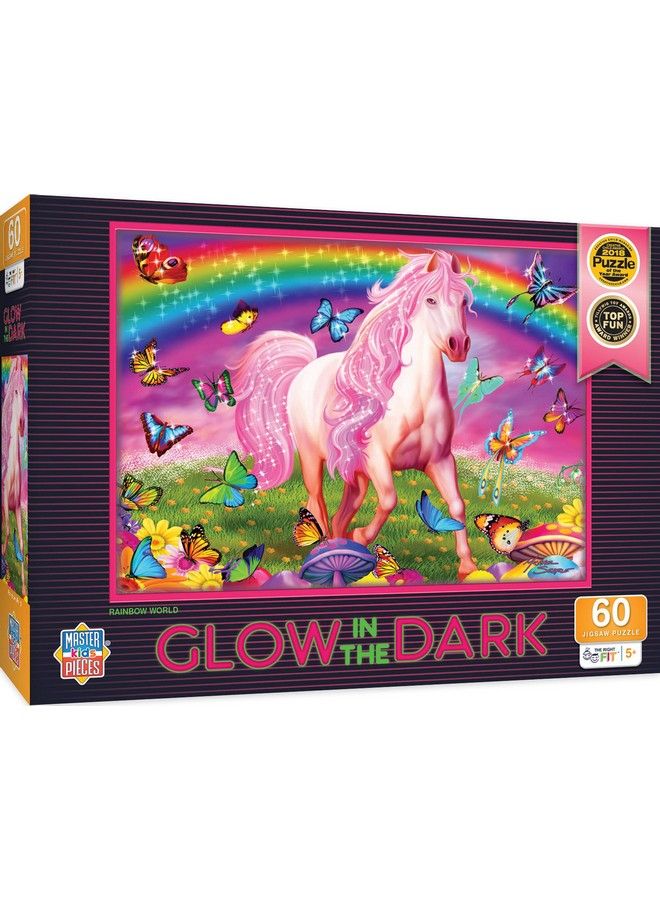 MasterPieces 60 Piece Glow In The Dark Fantasy Puzzle For Kids Rainbow World 14"X19" - Image 2