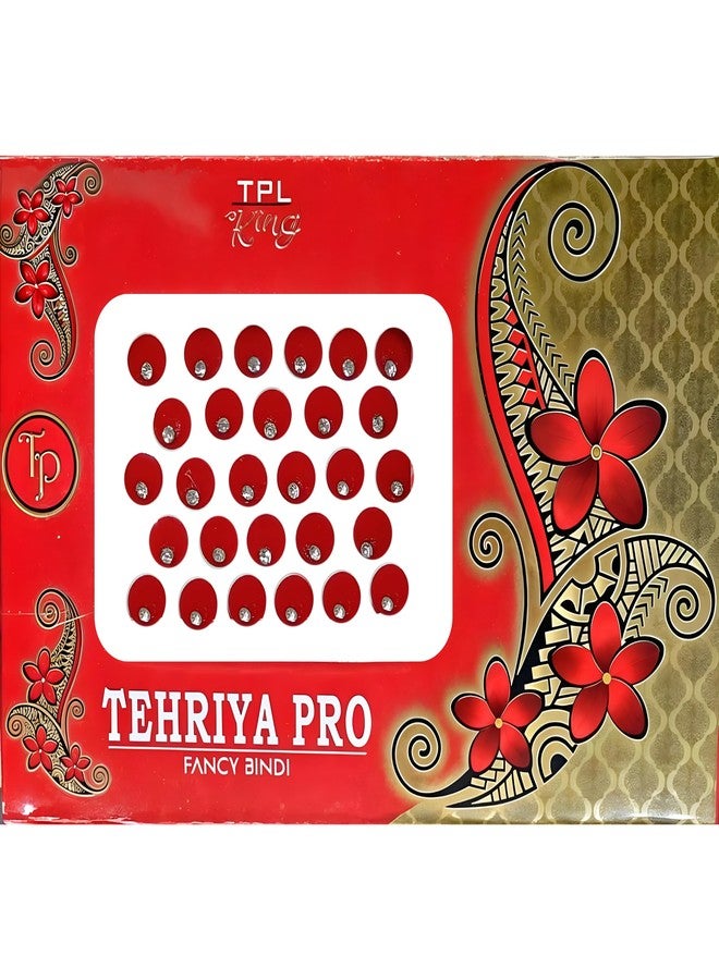 بندي جبهة حدود حجر يومي هندي عام مجموعة مجوهرات بوليوود العصرية بندي صغيرة للنساء مثالية للمناسبات والملابس العادية (أحمر) - Image 2