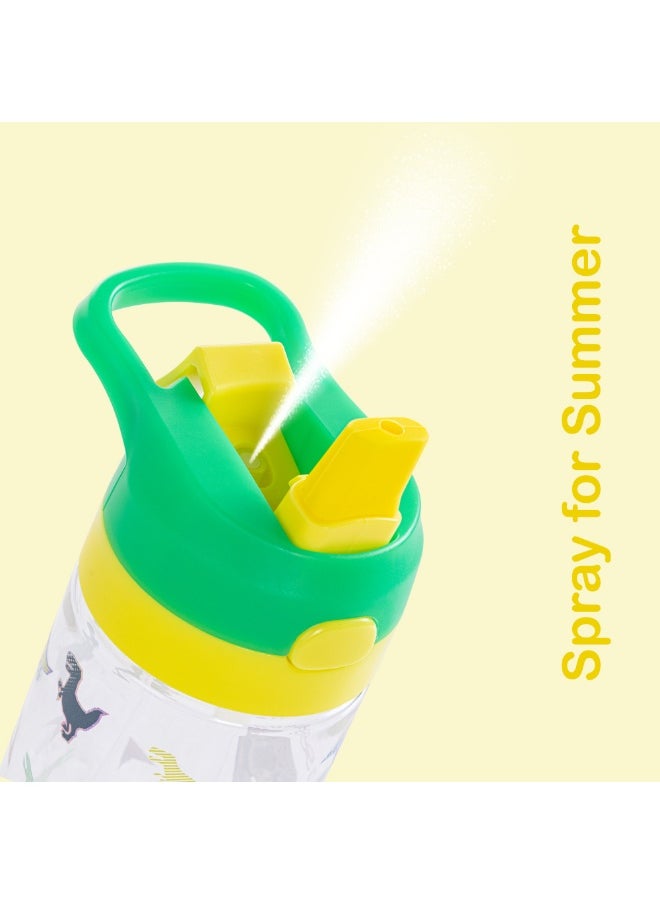 Eazy Kids Eazy Kids -Dinosaur Tritan Water Bottle W/ Spray 500ml - Green  - Image 4
