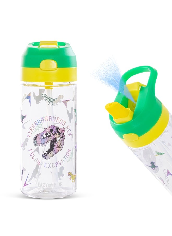 Eazy Kids Eazy Kids -Dinosaur Tritan Water Bottle W/ Spray 500ml - Green  - Image 1