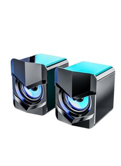 صدى سماعات الكمبيوتر، مكبر صوت ستيريو سلكي صغير للكمبيوتر الشخصي يعمل بمنفذ USB مع إضاءة محيطة 3.5 مم مدخل Aux للهواتف والأجهزة اللوحية والكمبيوتر المحمول  - Image 1