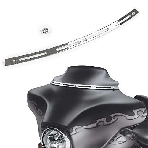 WYNMOTO Polished Stainless Slotted Batwing Windshield Windscreen Trim Chrome Compatible for 96-13 Harley Touring Electra Street Glide Ultra Limited Tri Glide 1996-2013 - Image 1