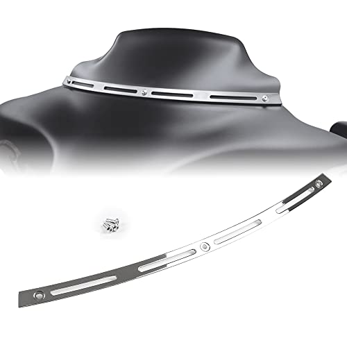 WYNMOTO Polished Stainless Slotted Batwing Windshield Windscreen Trim Chrome Compatible for 96-13 Harley Touring Electra Street Glide Ultra Limited Tri Glide 1996-2013 - Image 2