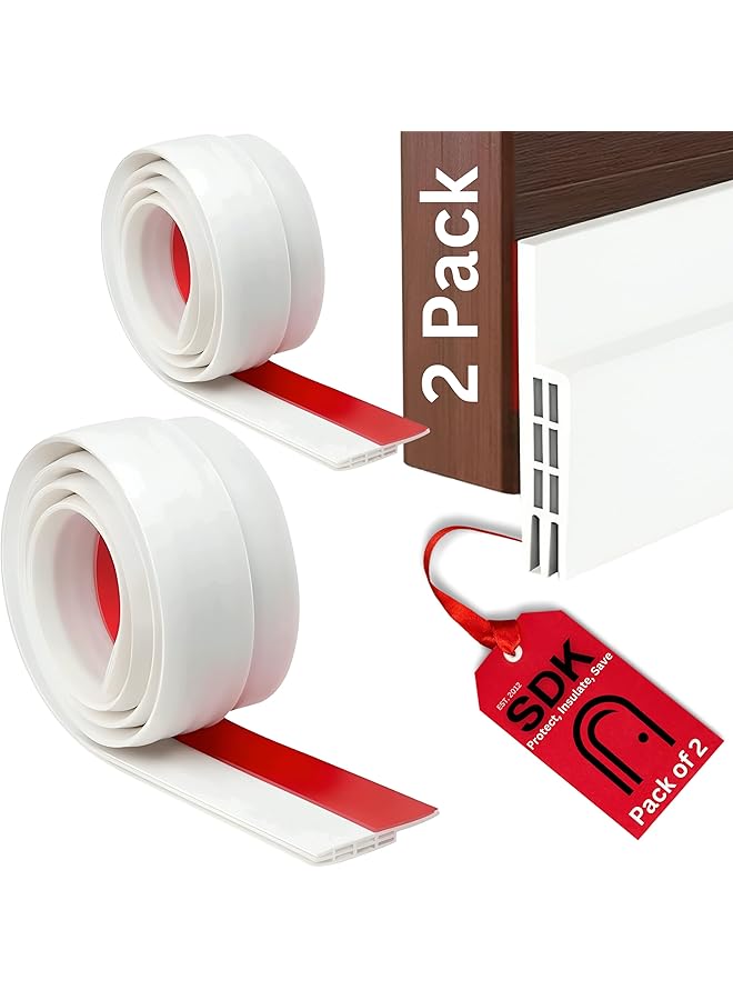 The Bros UAE Door Seal Strip & Draft Stopper Pack of 2 – Self-Adhesive Weather Stripping -Soundproof Door Draft Blocker for Bugs, Air & Dust, Under Door Insulation for Energy Saving - 39 Inch White - Image 1