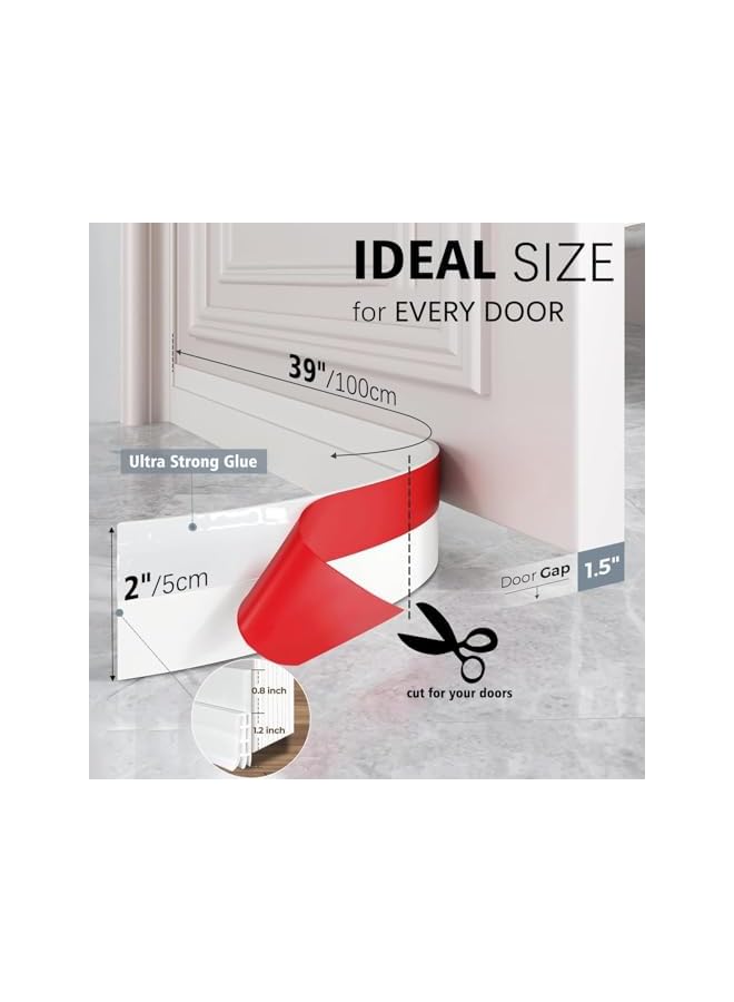 The Bros UAE Door Seal Strip & Draft Stopper Pack of 2 – Self-Adhesive Weather Stripping -Soundproof Door Draft Blocker for Bugs, Air & Dust, Under Door Insulation for Energy Saving - 39 Inch White - Image 2