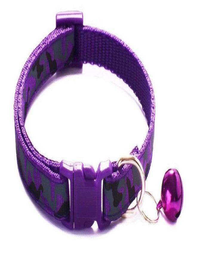 Litvibes Cat Collar with Bell,Kitten and Small Dogs Soft Adjustable Collar,Safe,Breakaway for Cats and Puppies - Purple (CAMO Design) - Image 1