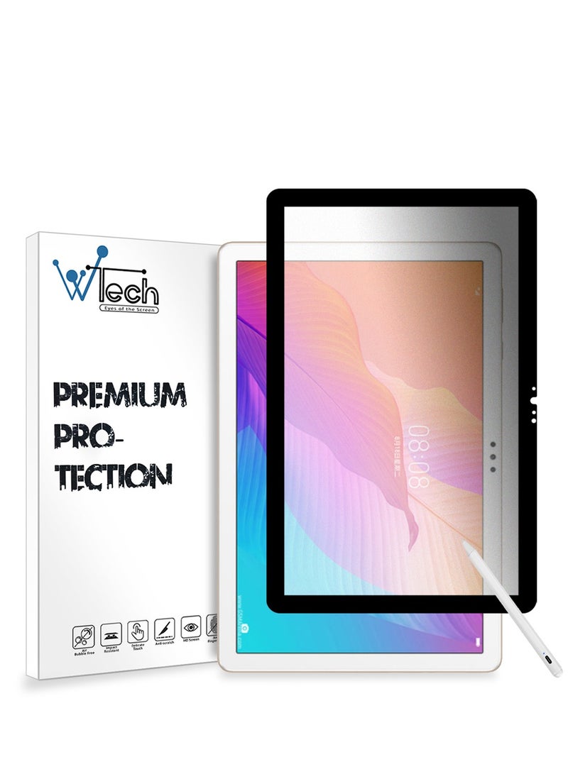 دبليو تيك هونر باد اكس 8 / هونر باد اكس 8 لايت 2022 / هواوي ميت باد تي 10 اس / تي 10 / تي 10 إس (10.1 بوصة) 2020 (AGS3-L09 ، AGS3-W09) نانو سيراميك كامل الغراء غطاء كامل واقي شاشة مرن غير لامع (TSCNMN) - شفاف / أسود - Image 1