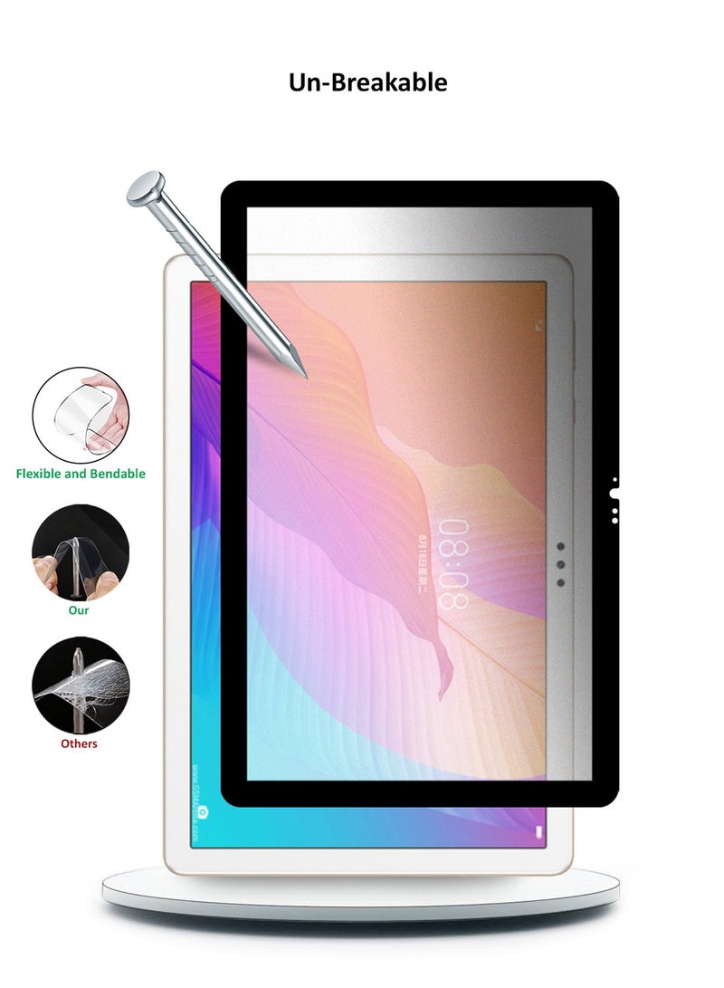 دبليو تيك هونر باد اكس 8 / هونر باد اكس 8 لايت 2022 / هواوي ميت باد تي 10 اس / تي 10 / تي 10 إس (10.1 بوصة) 2020 (AGS3-L09 ، AGS3-W09) نانو سيراميك كامل الغراء غطاء كامل واقي شاشة مرن غير لامع (TSCNMN) - شفاف / أسود - Image 3