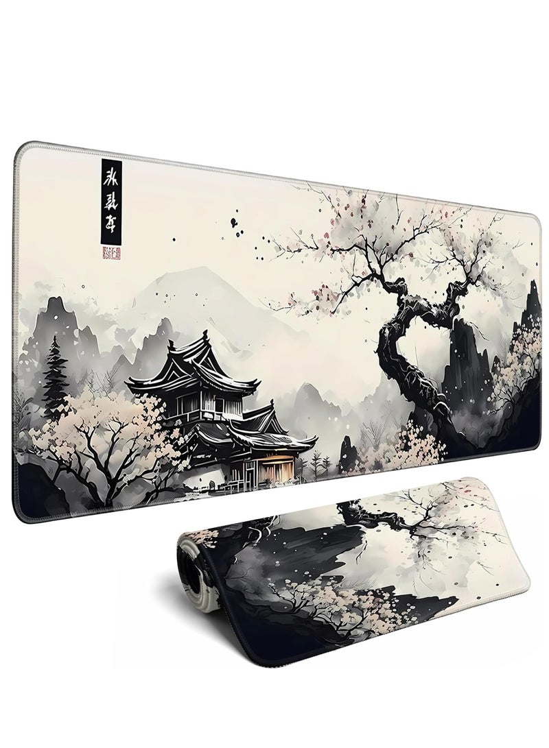 Japanese Desk Mat Cherry Blossom Large Mouse Pad Gaming Mousepad Extended XL Keyboard Mat Computer Laptop Mouse Desktop Mat 30cm x 70cm x 2mm Desk Decor  - Image 1