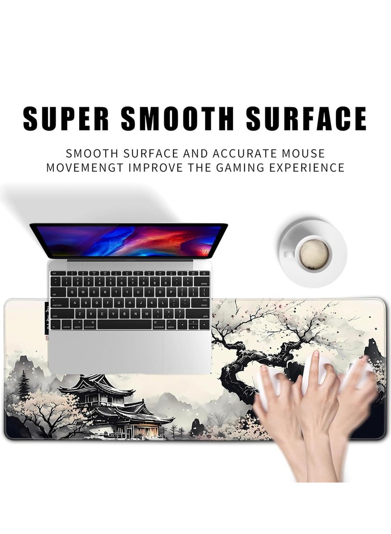Japanese Desk Mat Cherry Blossom Large Mouse Pad Gaming Mousepad Extended XL Keyboard Mat Computer Laptop Mouse Desktop Mat 30cm x 70cm x 2mm Desk Decor  - Image 2