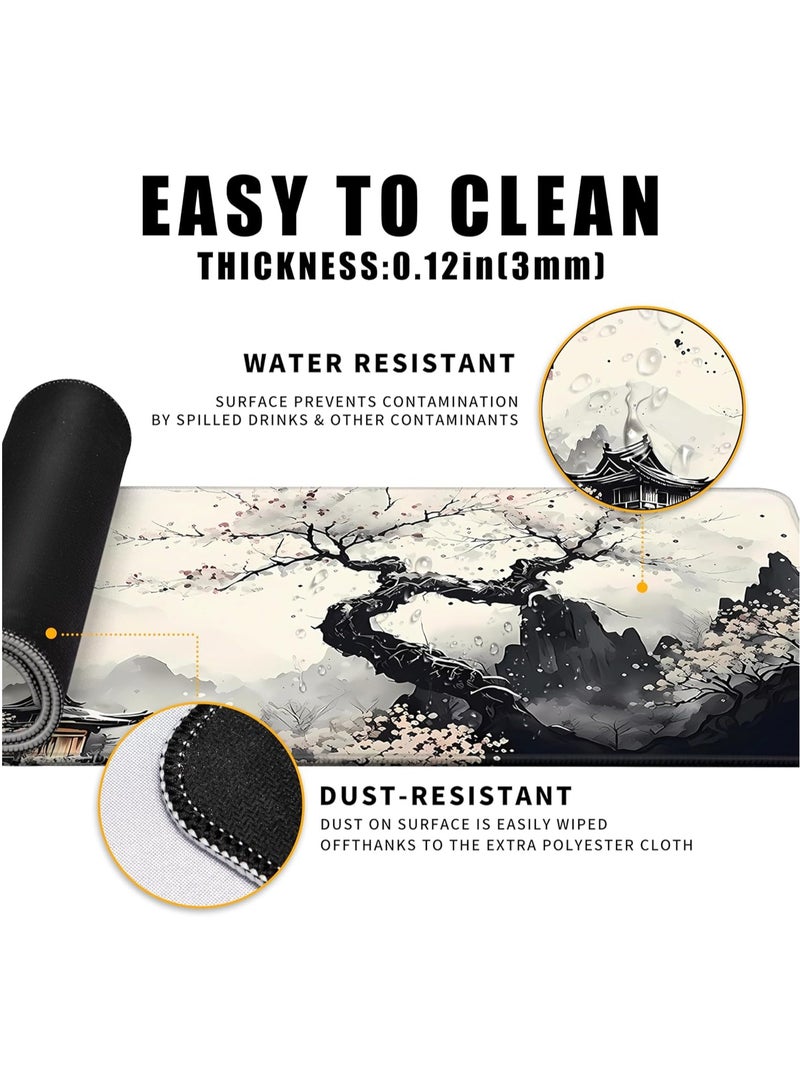 Japanese Desk Mat Cherry Blossom Large Mouse Pad Gaming Mousepad Extended XL Keyboard Mat Computer Laptop Mouse Desktop Mat 30cm x 70cm x 2mm Desk Decor  - Image 3